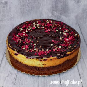 Sernikobrownie z malinami