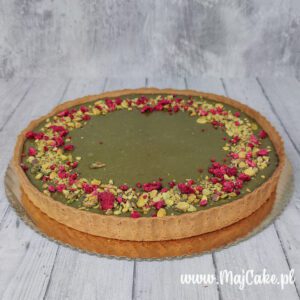 Tarta pistacjowa z maliną